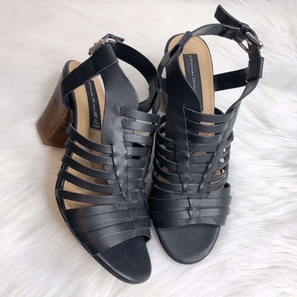 NEW Steven Frannie Block Heel Leather Sandal